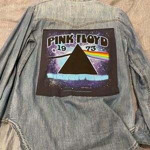 Custom Women’s denim shirt Pink Floyd